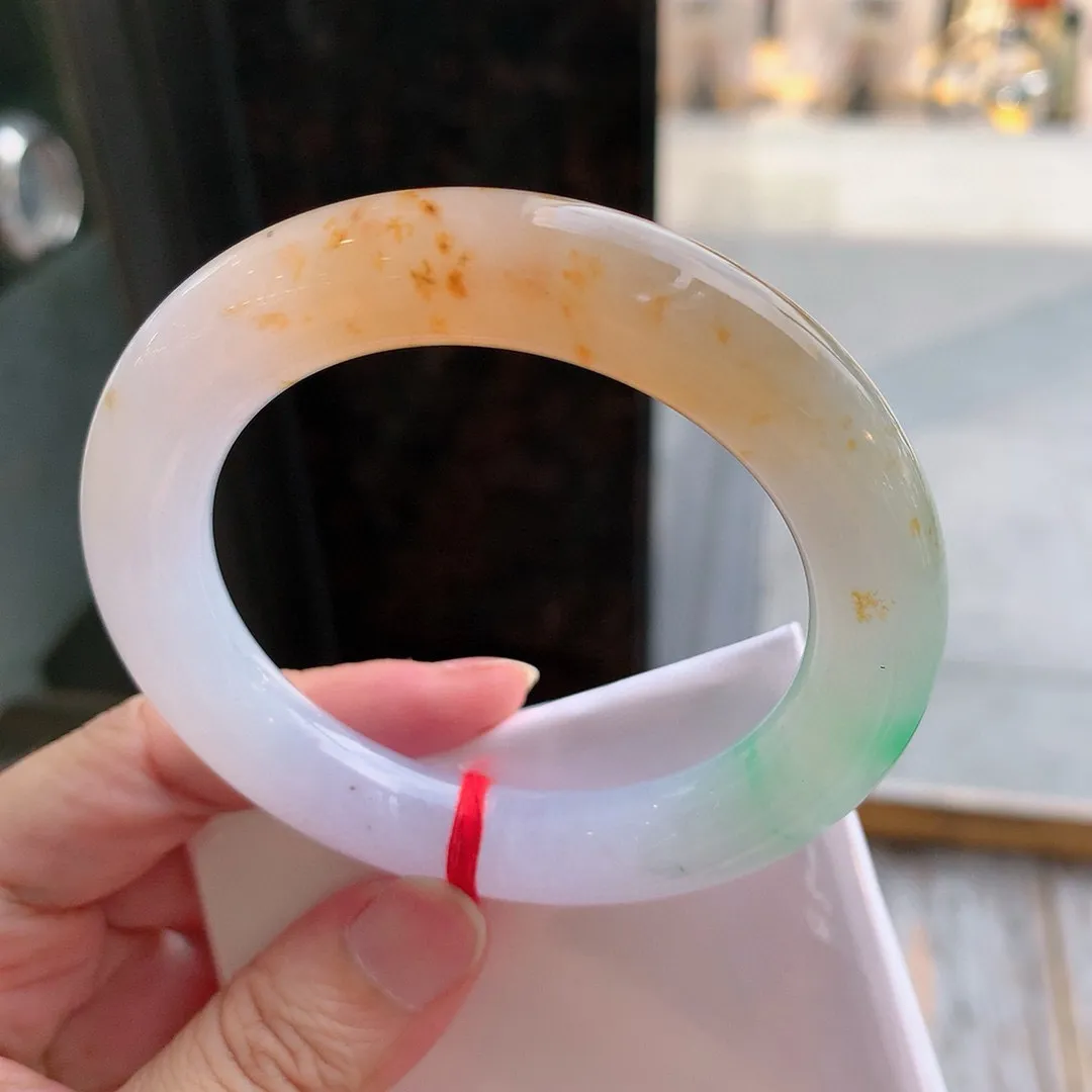 圆条高冰三彩福禄寿 一丝棉根不影响 尺寸:56.1/12 种色俱佳