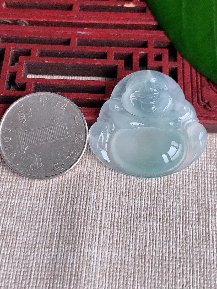 a货翡翠老坑冰种晴水佛公吊坠 尺寸30.4×32.4×6mm 重量9.14g 0702