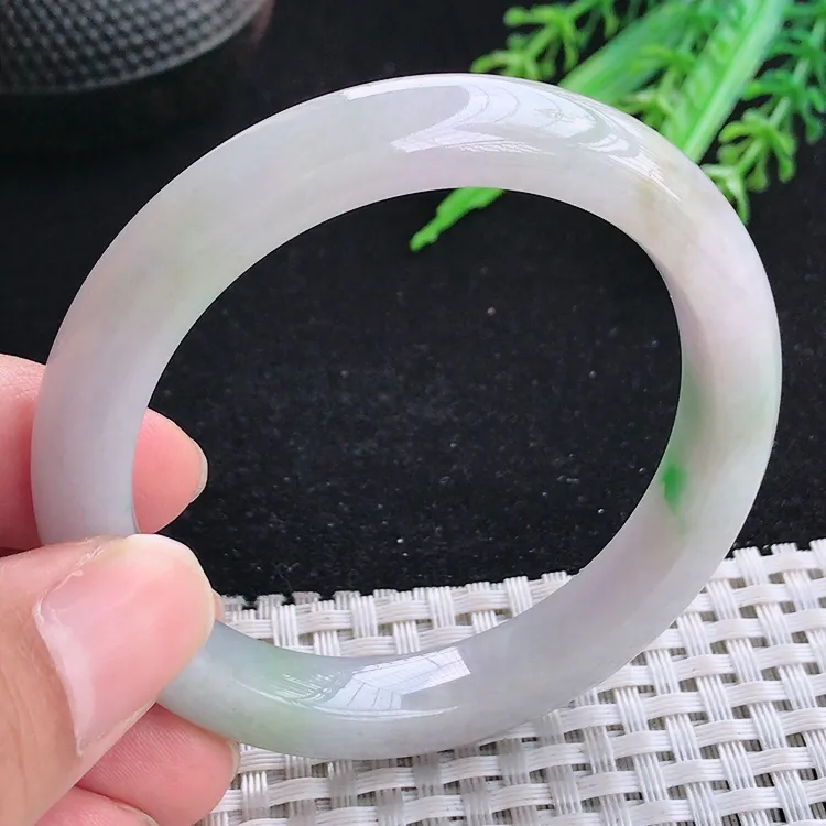 自然光51.5/9.7/8.5小圈口老坑冰润水灵飘绿手镯翡翠玉镯收藏美人镯