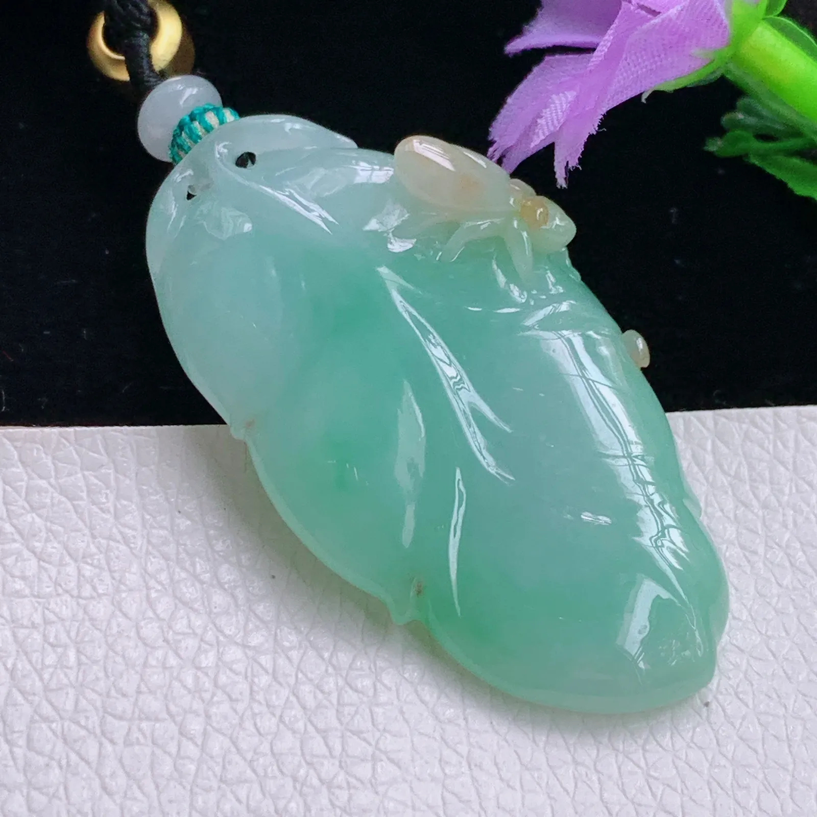 mut实拍50*27.6*10.5天然翡翠精雕冰双彩大业有成 一鸣惊人玉吊坠