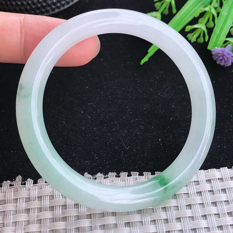 自然光51/8/8.2老坑冰胶果冻冰飘花圆条手镯翡翠玉镯收藏美人镯