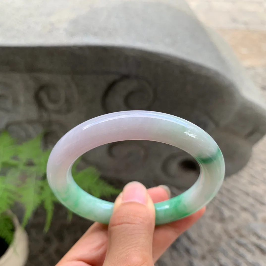 圈口 54.5-10.4【白底青圆条手镯】圆条54 55可戴