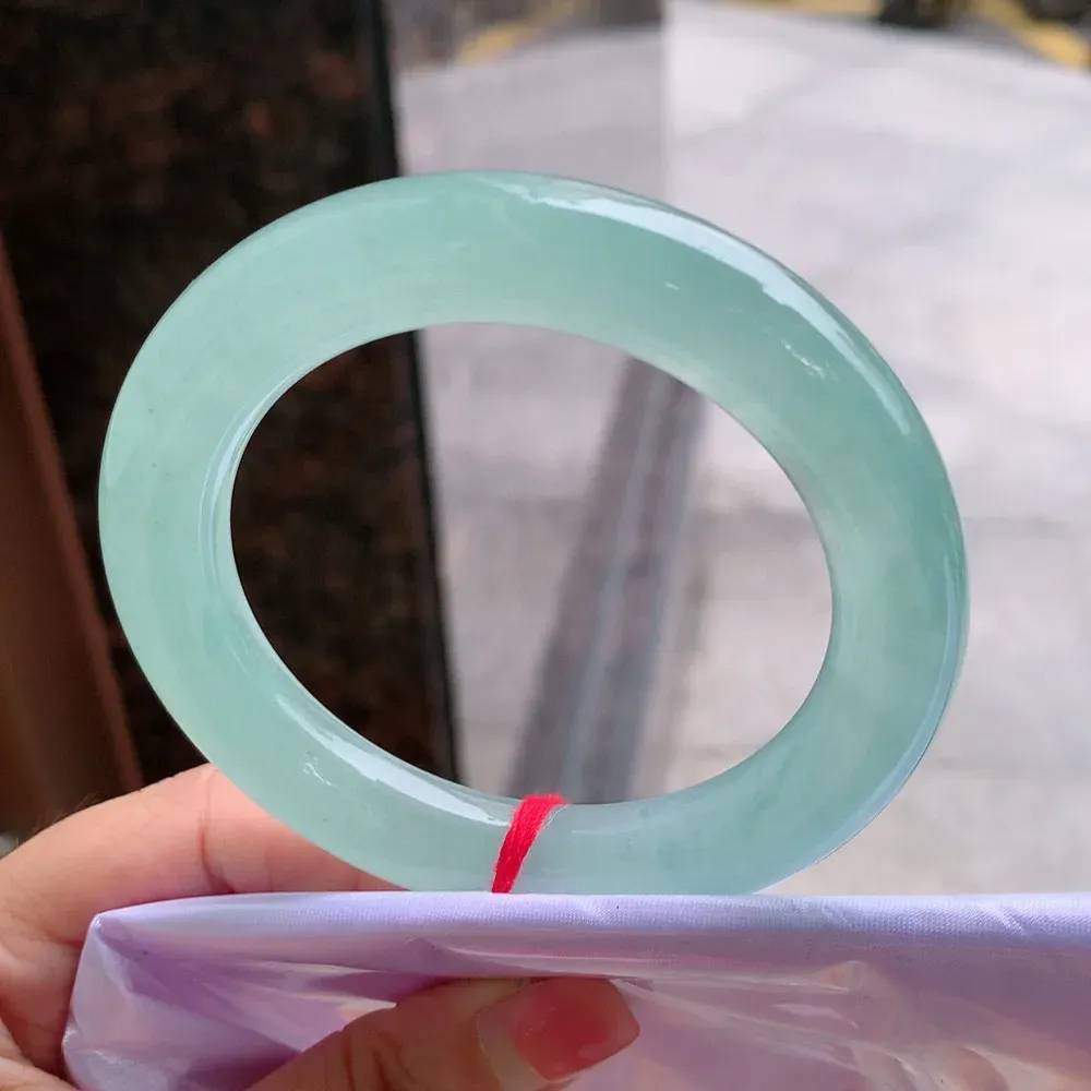 圆条冰玻甜绿 无瑕 尺寸:57.4/11.8 种水好