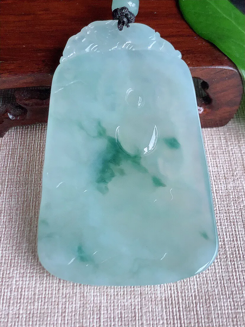 a货翡翠老坑冰种飘花普贤菩萨吊坠 尺寸72.6×45.3×5.4mm 重量44.53g 0702
