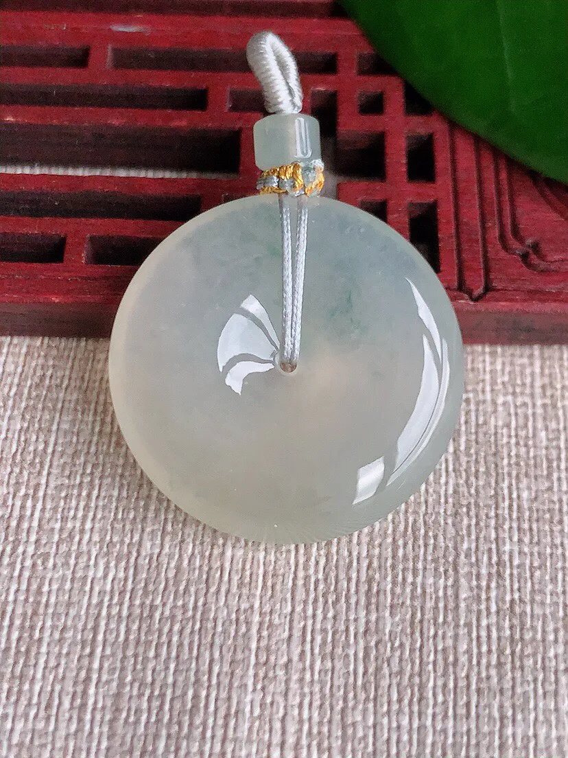 a货翡翠老坑冰种黄翡飘花平安扣吊坠 尺寸29×6mm 重量11.26g 0702
