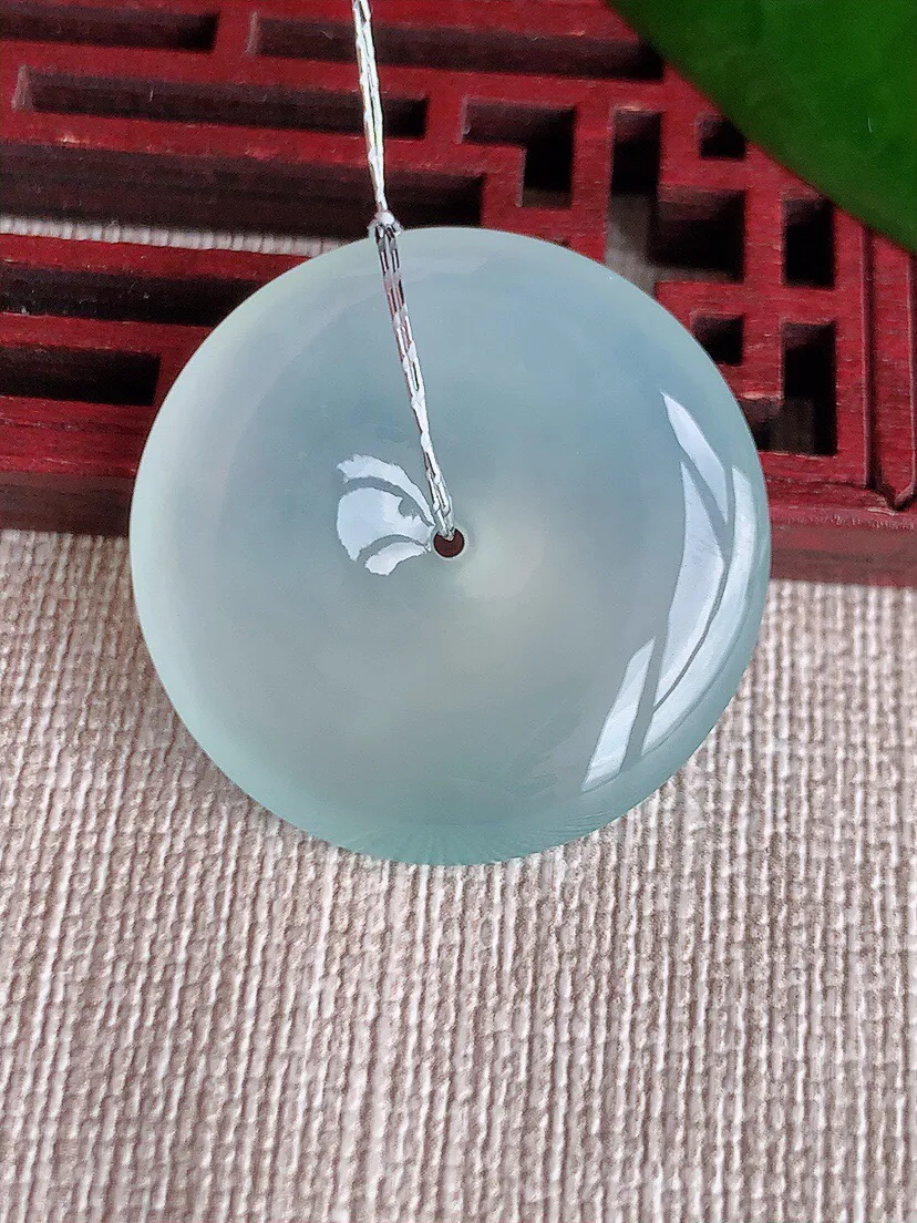 a货翡翠老坑冰种白月光平安扣吊坠 尺寸28.8×6mm 重量10.40g 0702