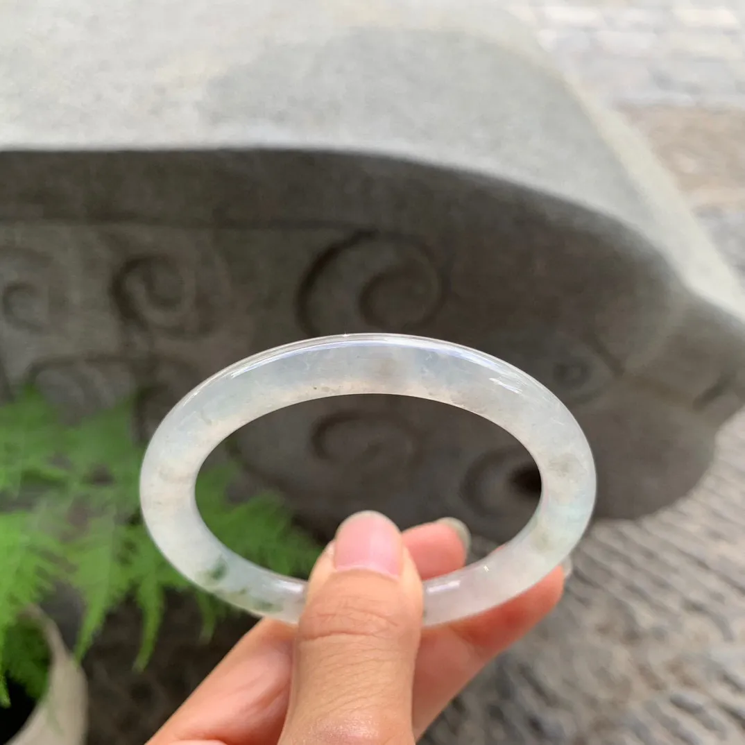 圈口54.1-7.4 【冰种飘花圆条手镯】圆条54 55可戴
