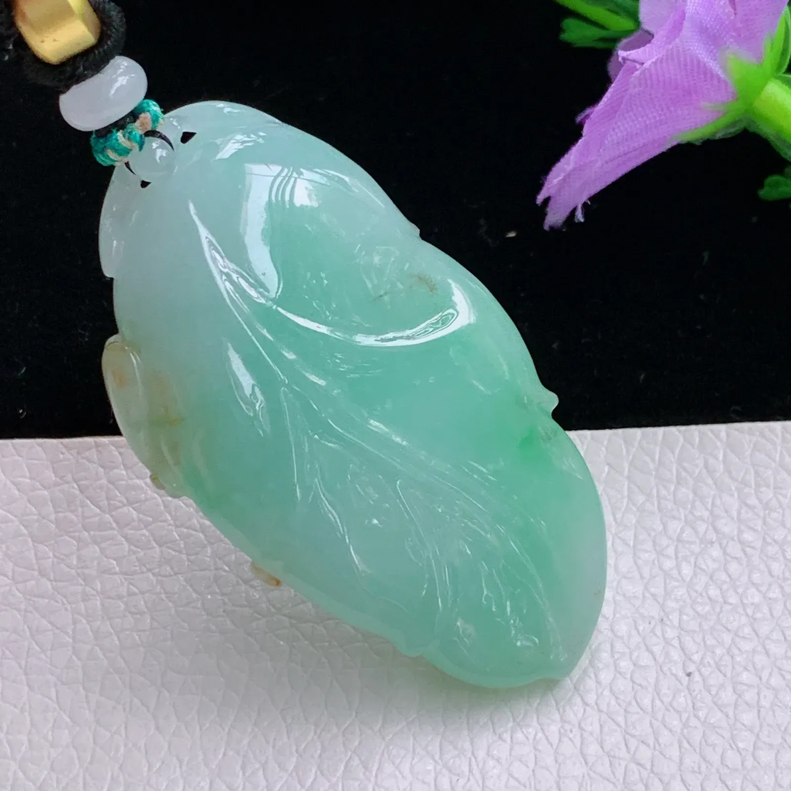 mut实拍50*27.6*10.5天然翡翠精雕冰双彩大业有成 一鸣惊人玉吊坠