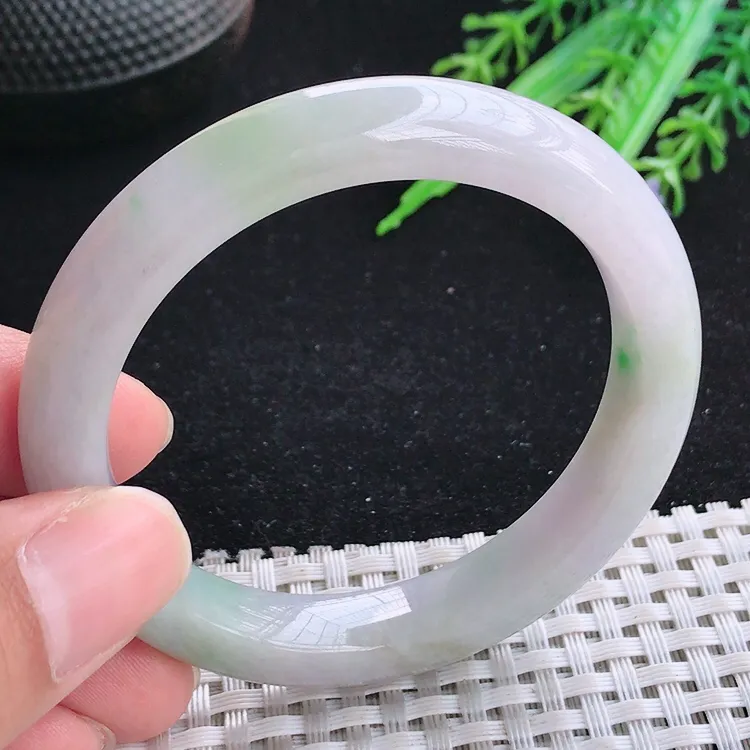 自然光51.5/9.7/8.5小圈口老坑冰润水灵飘绿手镯翡翠玉镯收藏美人镯