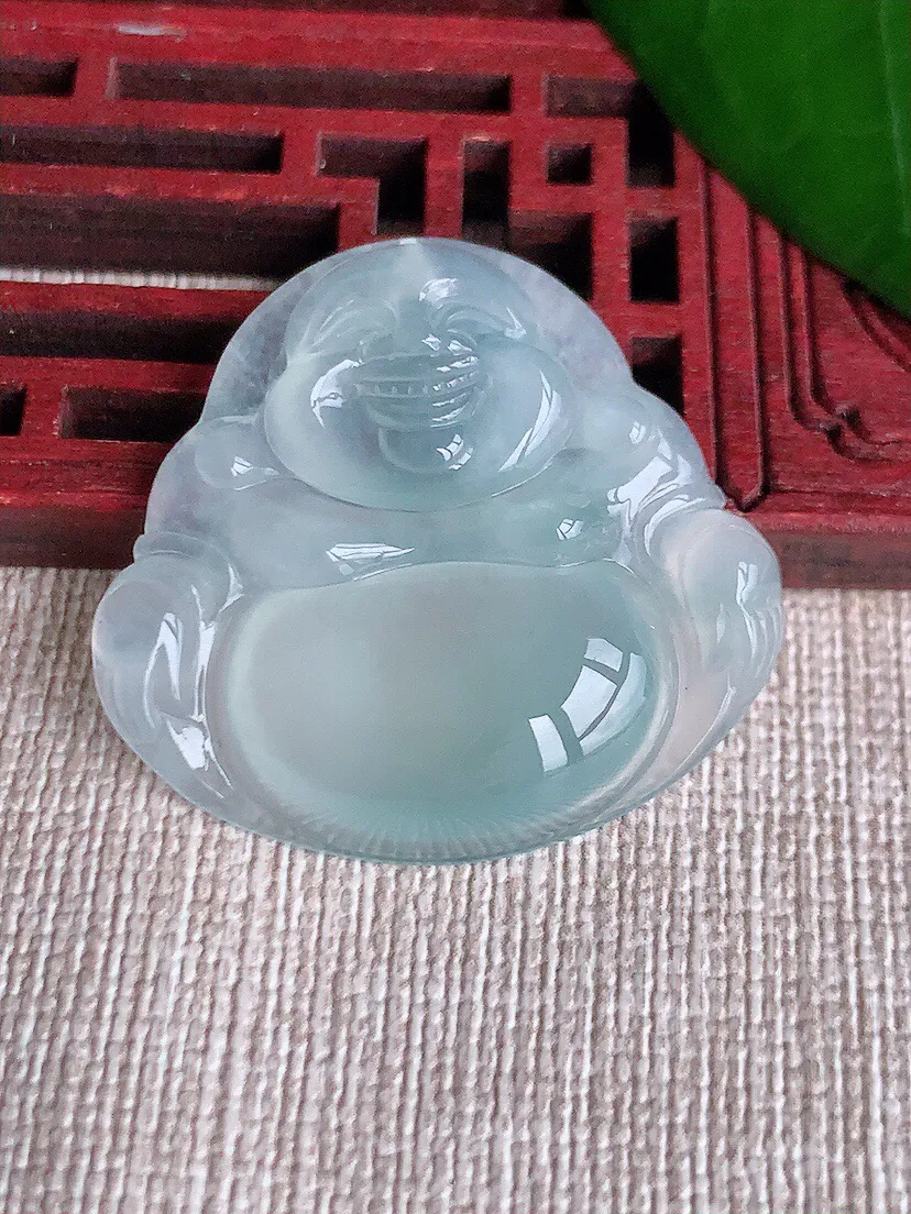 a货翡翠老坑冰种晴水佛公吊坠 尺寸30.4×32.4×6mm 重量9.14g 0702