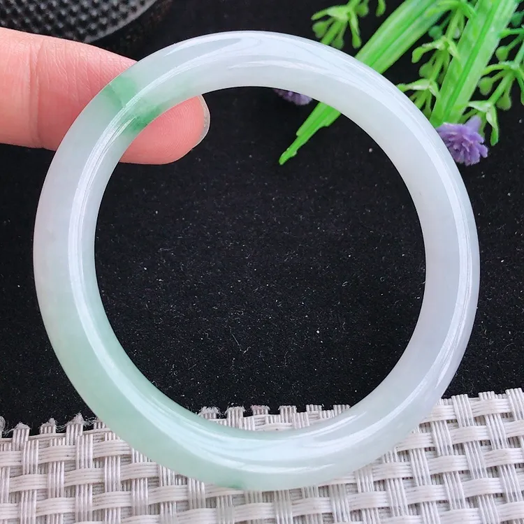 自然光51/8/8.2老坑冰胶果冻冰飘花圆条手镯翡翠玉镯收藏美人镯