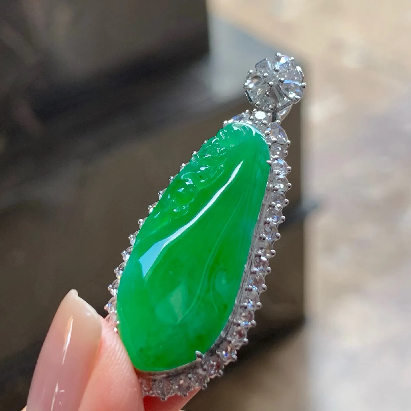 冰阳绿福瓜
水润 真金镶嵌