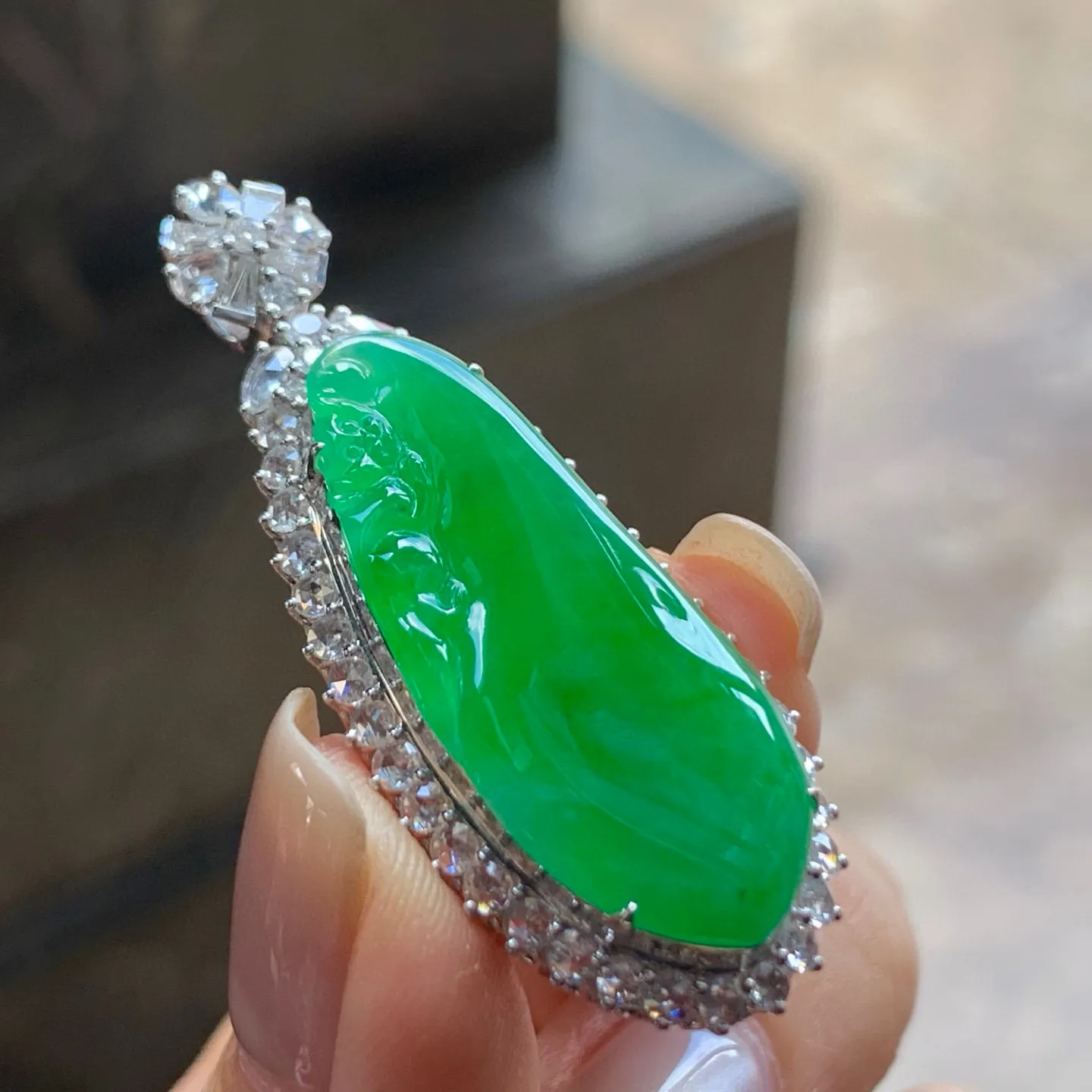 冰阳绿福瓜
水润 真金镶嵌