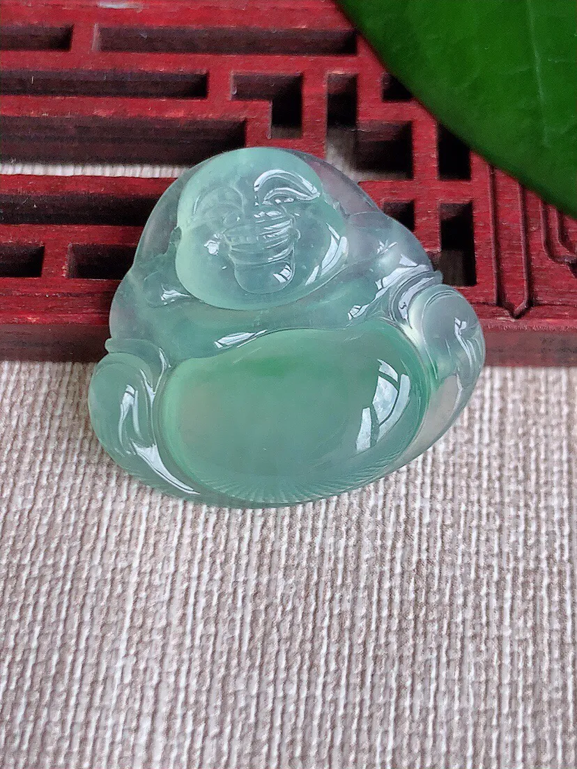 a货翡翠老坑冰种晴水飘花佛公吊坠 尺寸26×29×6mm 重量7.27g 0703