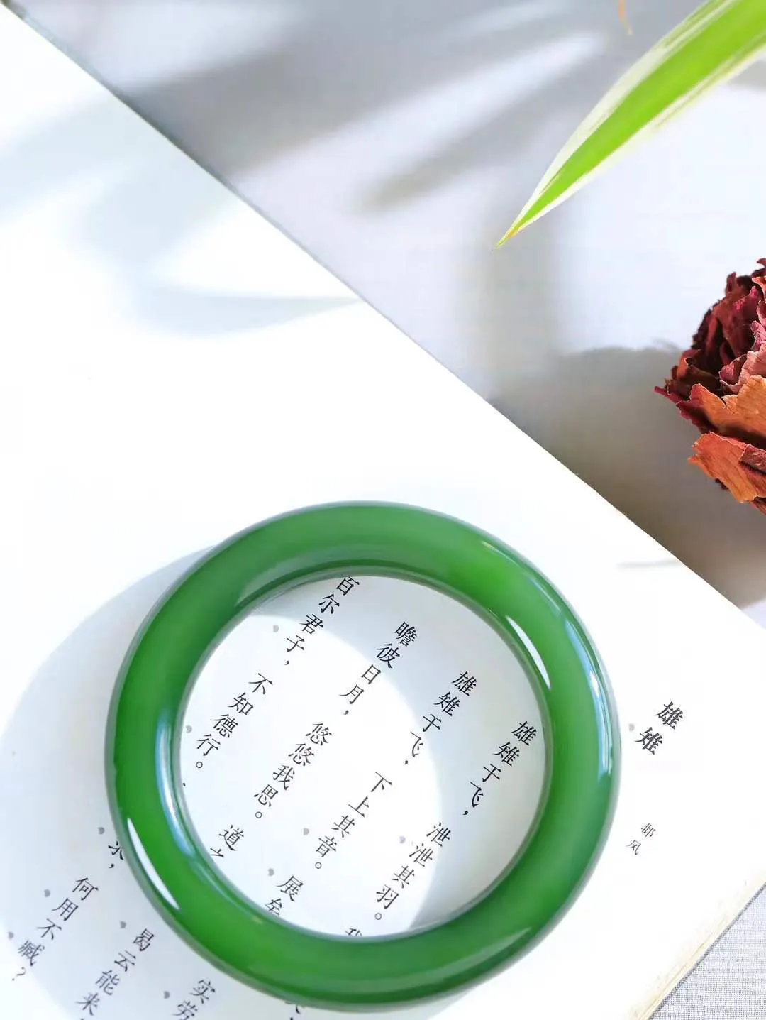 【岁月之韵.手镯】

典藏级臻品️和田玉碧玉圆条手镯，手镯圆润饱满，寓意圆满和谐，承载着岁月的温柔与时光的沉淀。无论是日常佩戴还是珍藏，都是对美好生活的诗意表达。重67.8克  尺寸56-10.6-11.9mm  5670355T