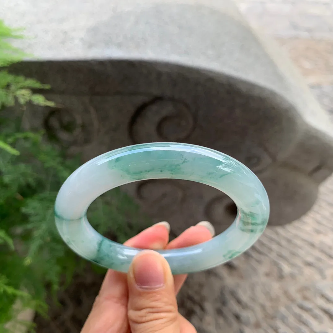 圈口55.8-10.9 【冰飘花圆条手镯】 圆条55 56可戴