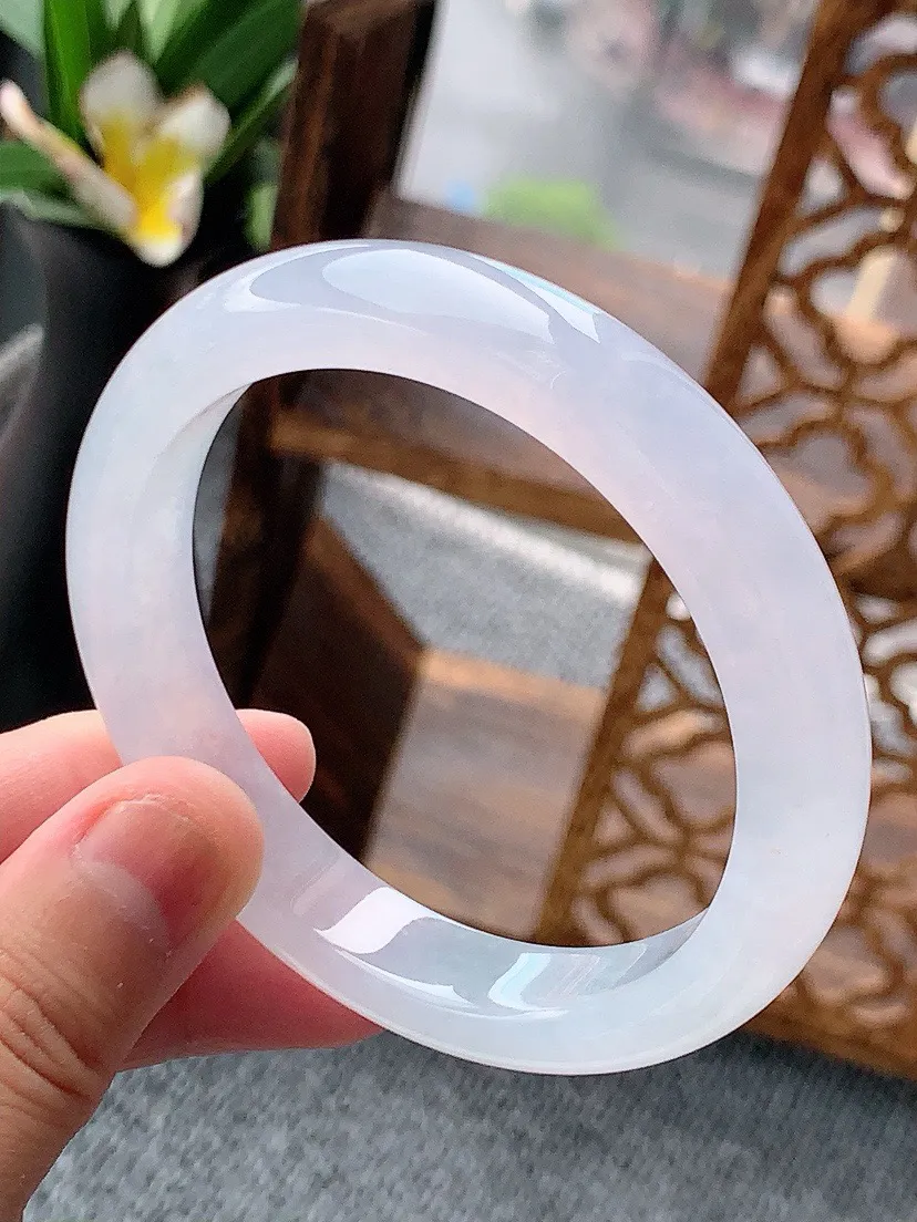 a货翡翠老坑白月光正装正圈手镯55-56圈口 尺寸55.8×10.8×8mm 重量49.00g 06