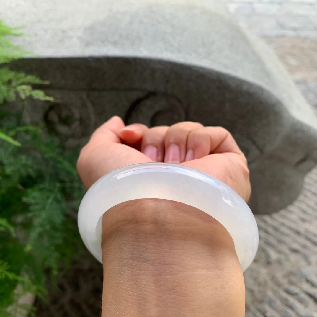 小圈口53.7-12.8-8.9 【冰白正圈手镯】正圈53 54可戴