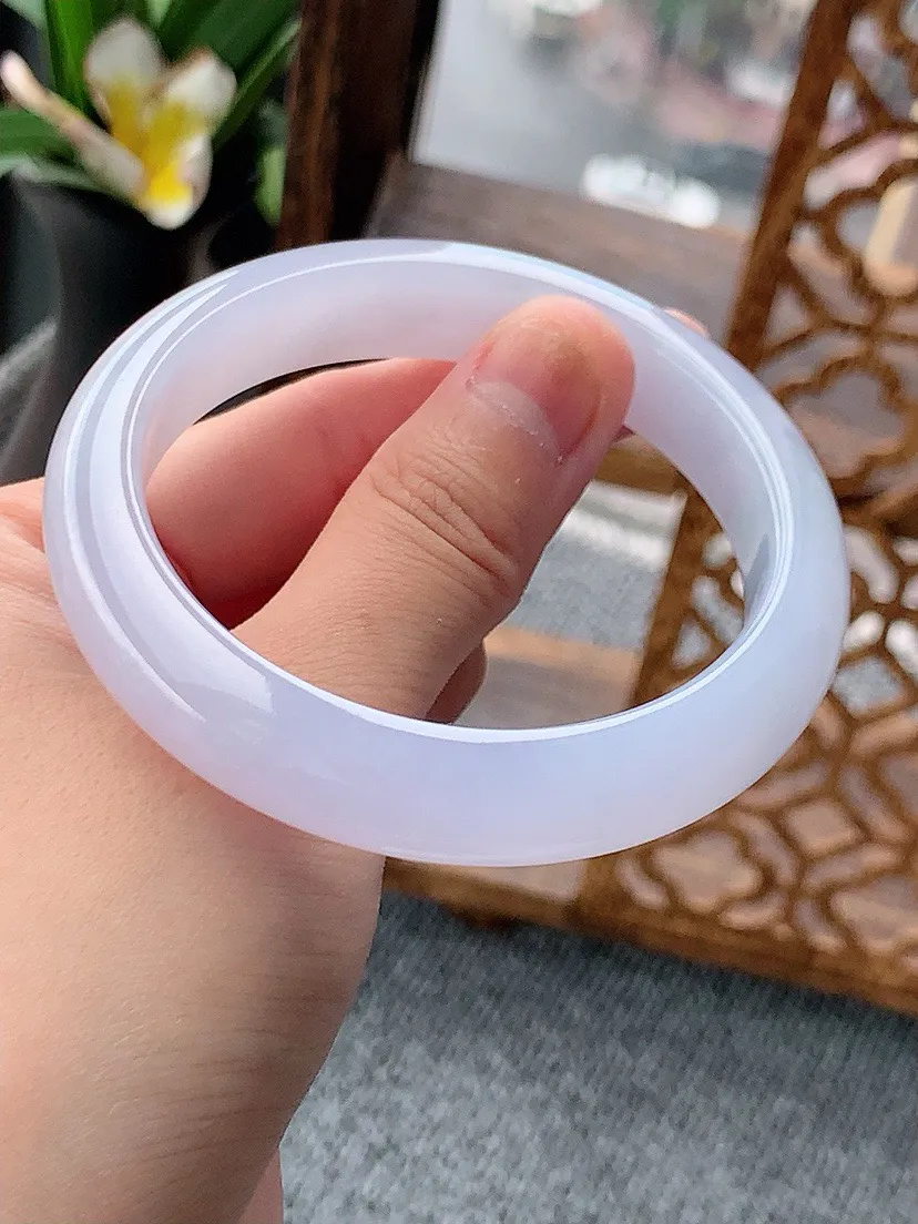 a货翡翠老坑紫罗兰正装正圈手镯56-57圈口 尺寸56×12.3×8mm 重量57.44g 0621