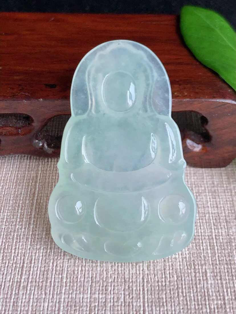 a货翡翠老坑冰种晴水正装观音吊坠 尺寸52×34.6×5mm 重量16.28g 0704