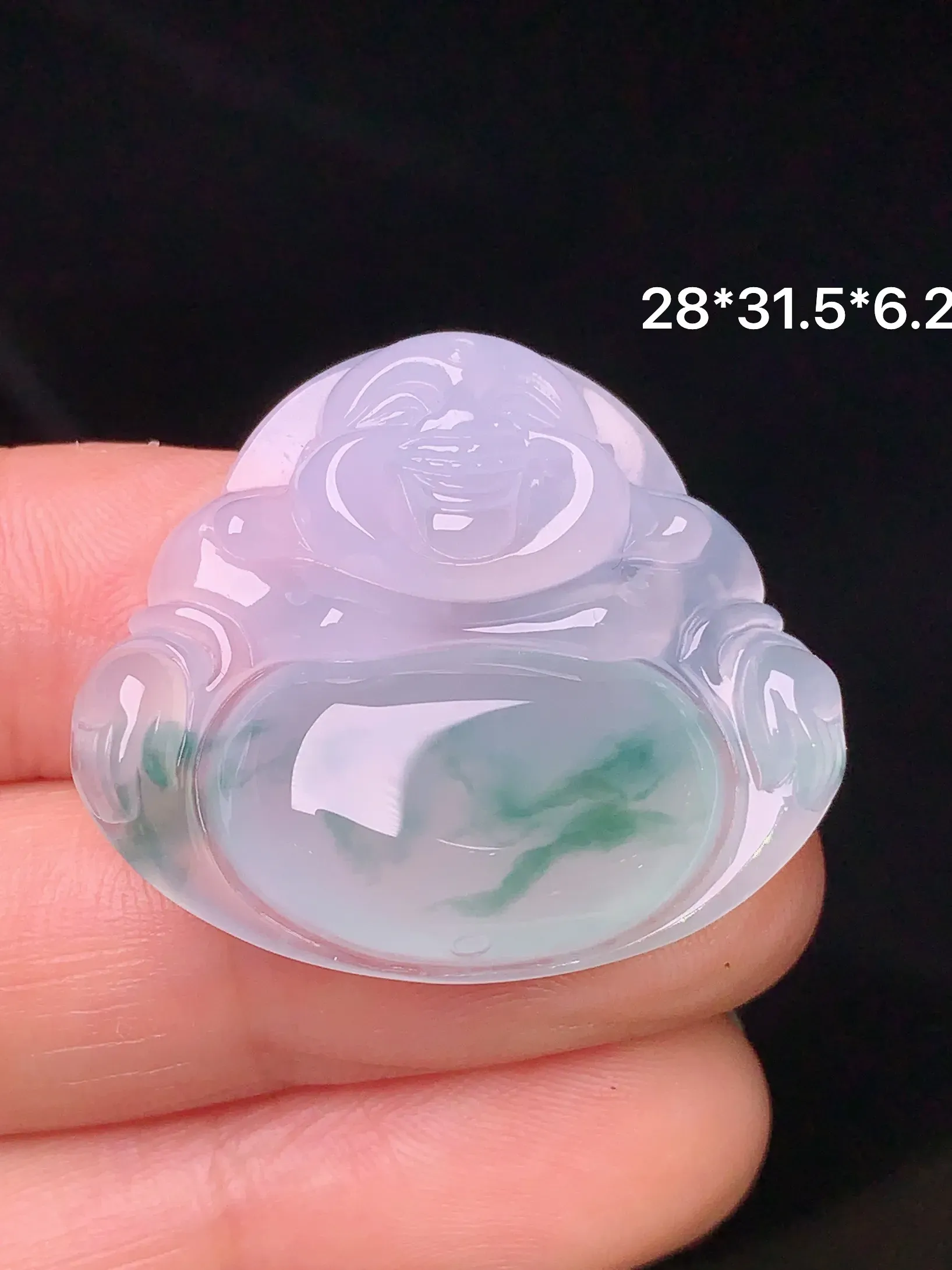 飘绿佛公吊坠 玉质细腻 色泽艳丽 整体尺寸28*31.5*6.3