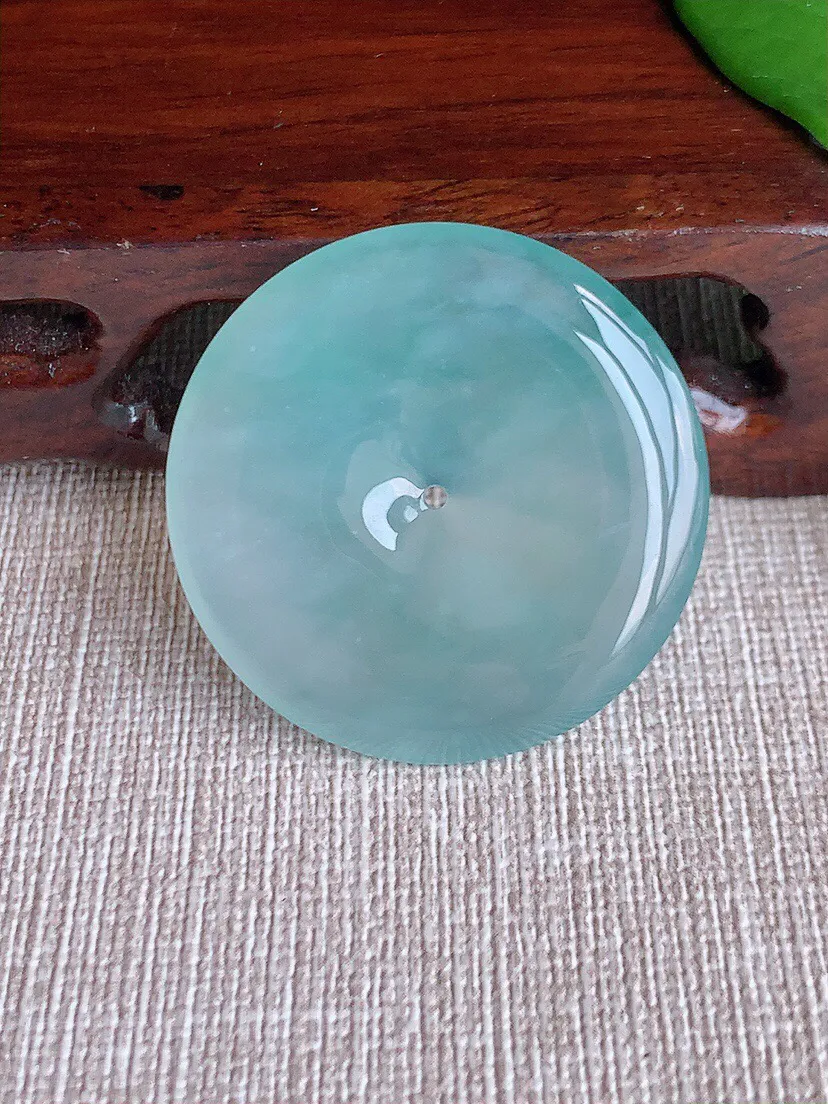 a货翡翠老坑冰种晴水平安扣吊坠 尺寸34×5mm 重量13.82g 0704