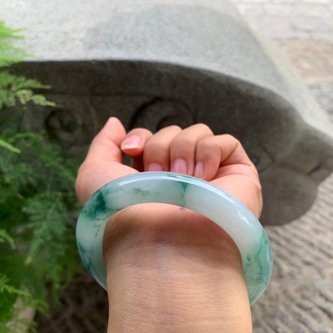 圈口55.8-10.9 【冰飘花圆条手镯】 圆条55 56可戴