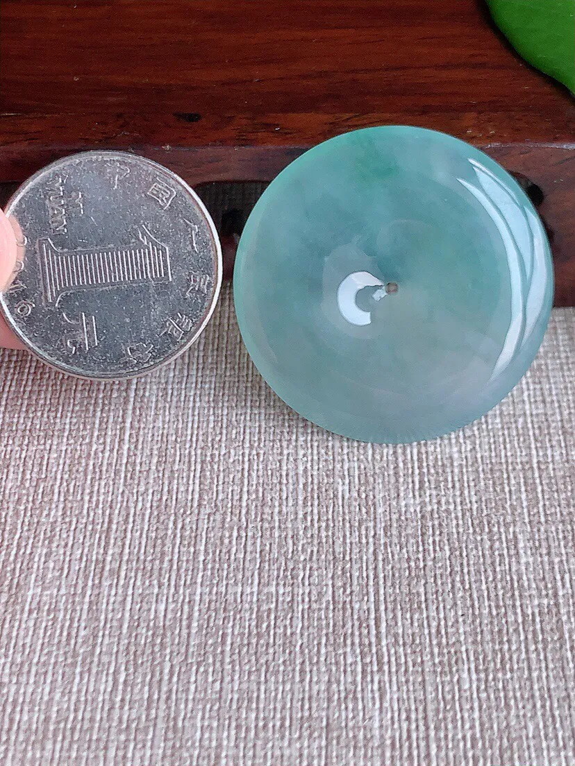 a货翡翠老坑冰种晴水平安扣吊坠 尺寸34×5mm 重量13.82g 0704
