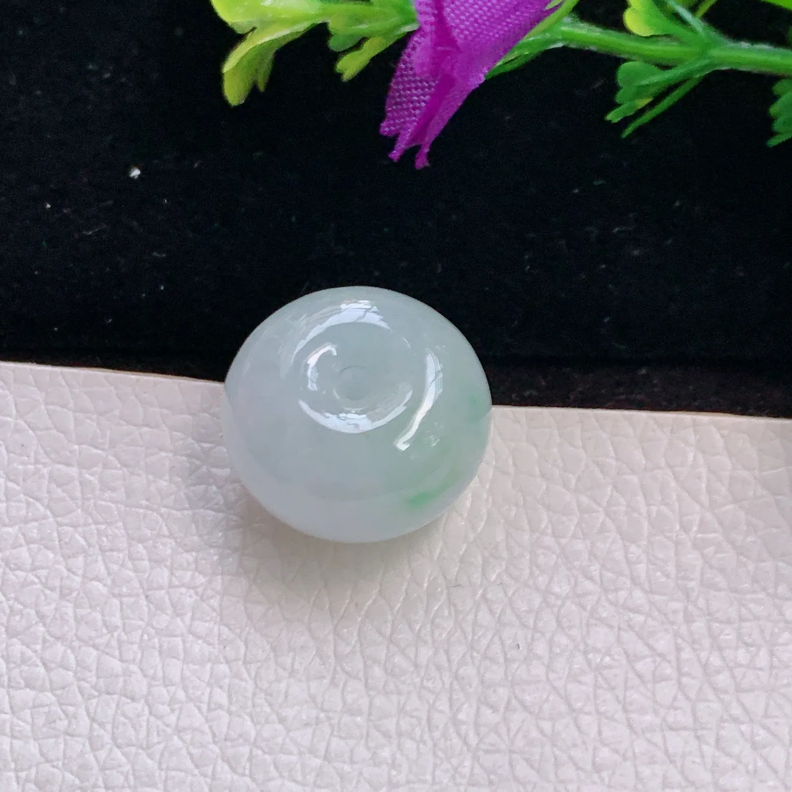 k54实拍19.7*5.5缅甸翡翠A货冰飘绿花饱满平安扣 玉扣玉吊坠