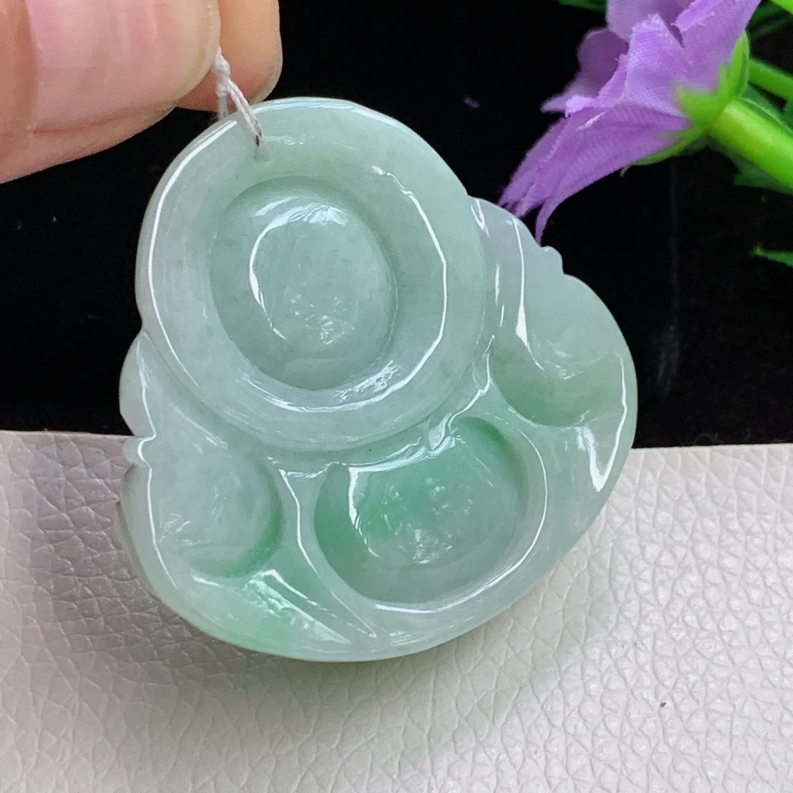zen实拍39.5*40.3*12.5老坑精雕饱满辣绿翡翠佛公 开心佛玉吊坠 玉挂件