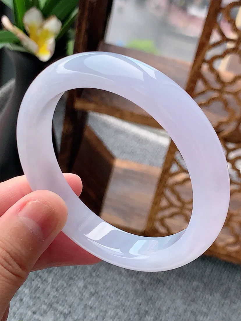 a货翡翠老坑紫罗兰正装正圈手镯56-57圈口 尺寸56×12.3×8mm 重量57.44g 0621