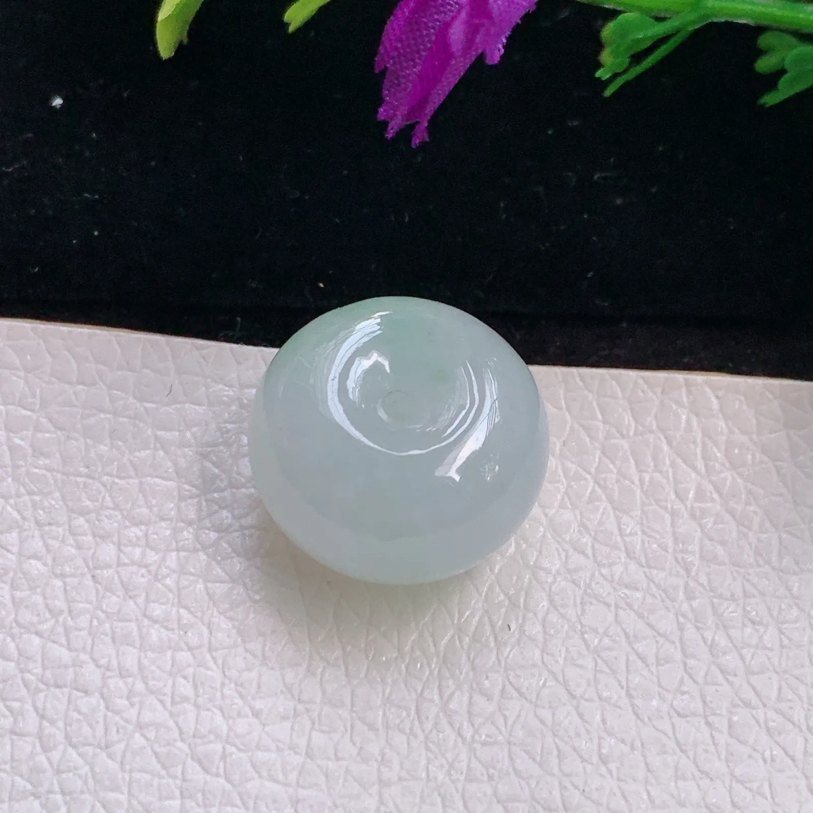 k54实拍19.7*5.5缅甸翡翠A货冰飘绿花饱满平安扣 玉扣玉吊坠