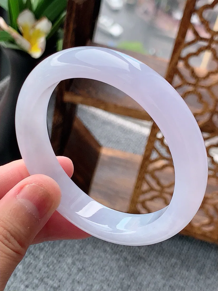 a货翡翠老坑紫罗兰正装正圈手镯56-57圈口 尺寸56×12.3×8mm 重量57.44g 0621