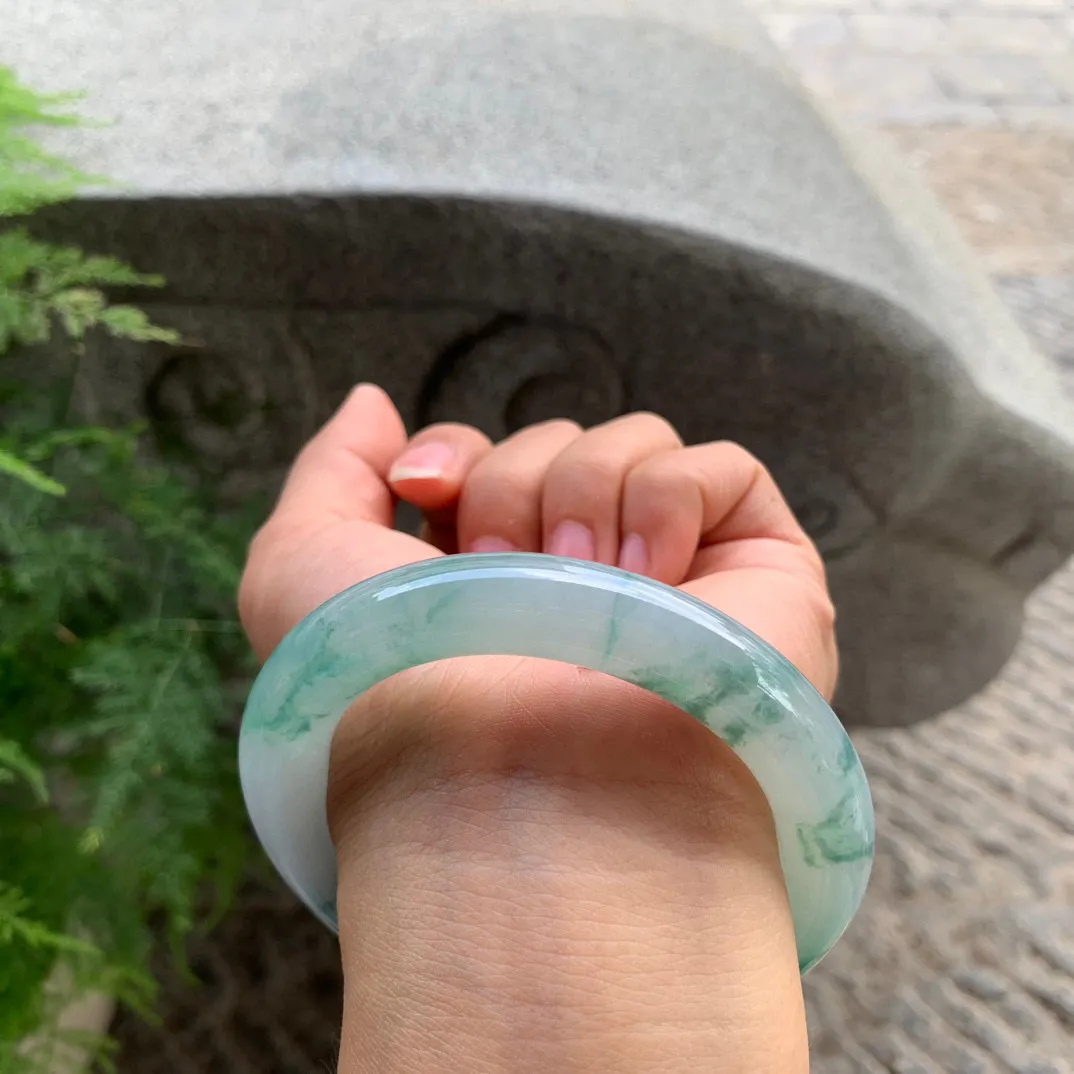 圈口55.8-10.9 【冰飘花圆条手镯】 圆条55 56可戴
