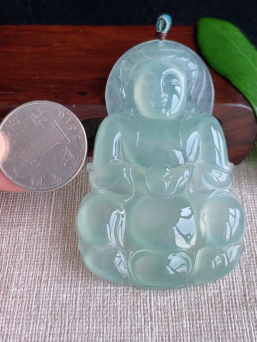 a货翡翠老坑高冰种晴水大正装观音吊坠 尺寸68×43.8×6.6mm 重量35.84g 0704