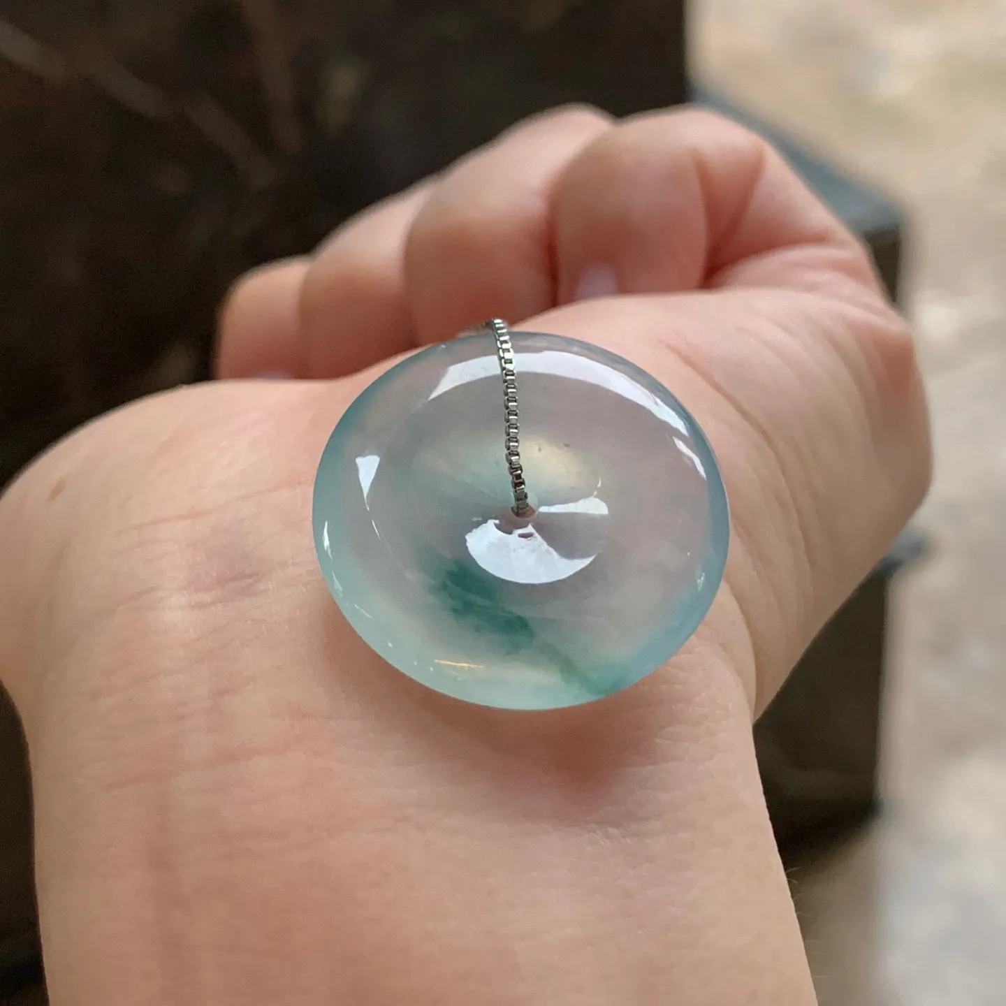 冰种飘花平安扣
清爽
