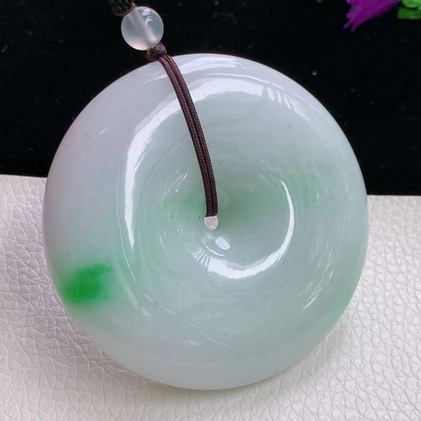zen实拍51*11.3老坑精雕饱满飘阳绿大平安扣 玉扣玉吊坠 玉挂件