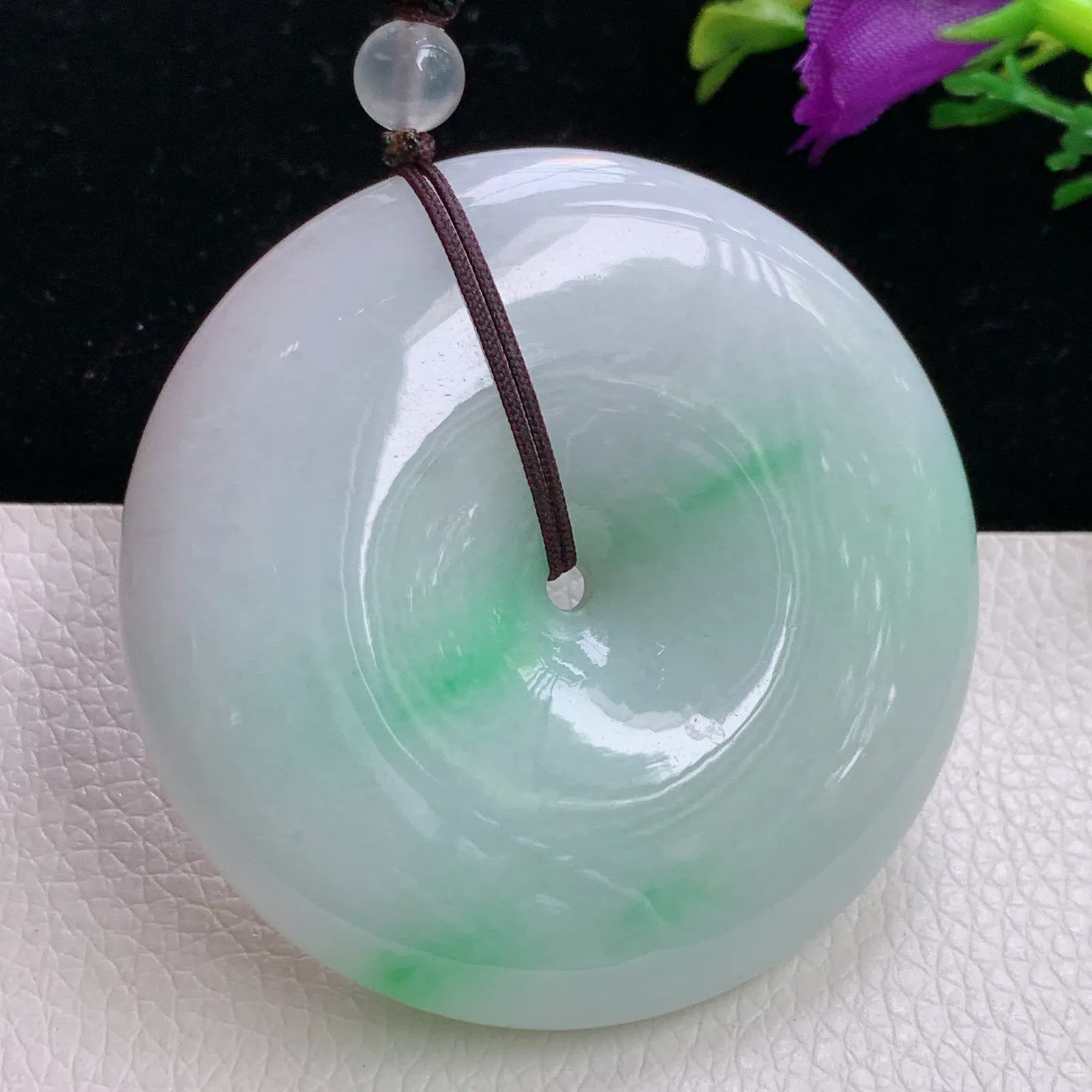zen实拍51*11.3老坑精雕饱满飘阳绿大平安扣 玉扣玉吊坠 玉挂件