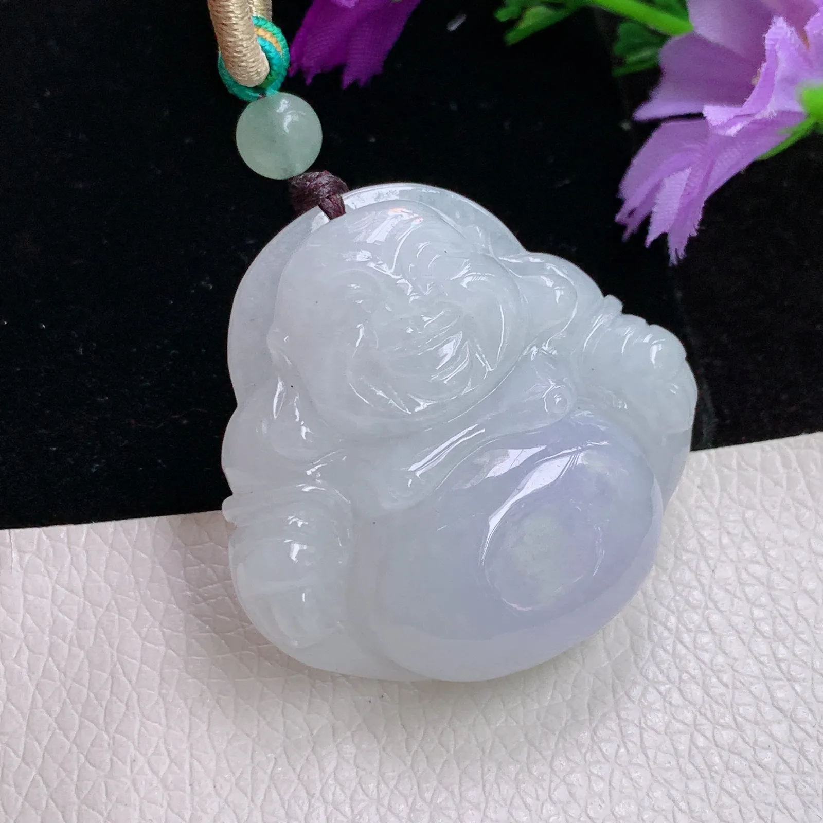 zen实拍37*36.5*12.6老坑精雕饱满紫罗兰翡翠佛公 开心佛玉吊坠 玉挂件