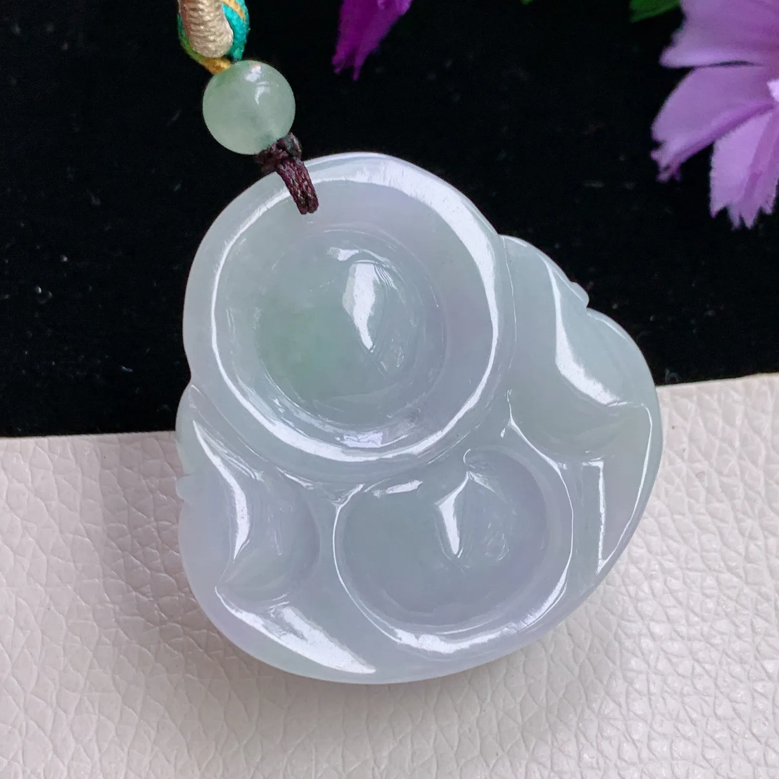 zen实拍37*36.5*12.6老坑精雕饱满紫罗兰翡翠佛公 尼勒佛玉吊坠 玉挂件