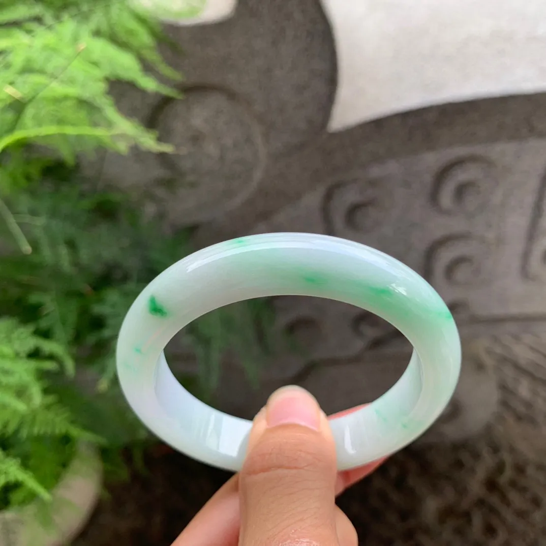 小圈口53-12.5-7.9 【白底青正圈手镯】正圈53 54可戴