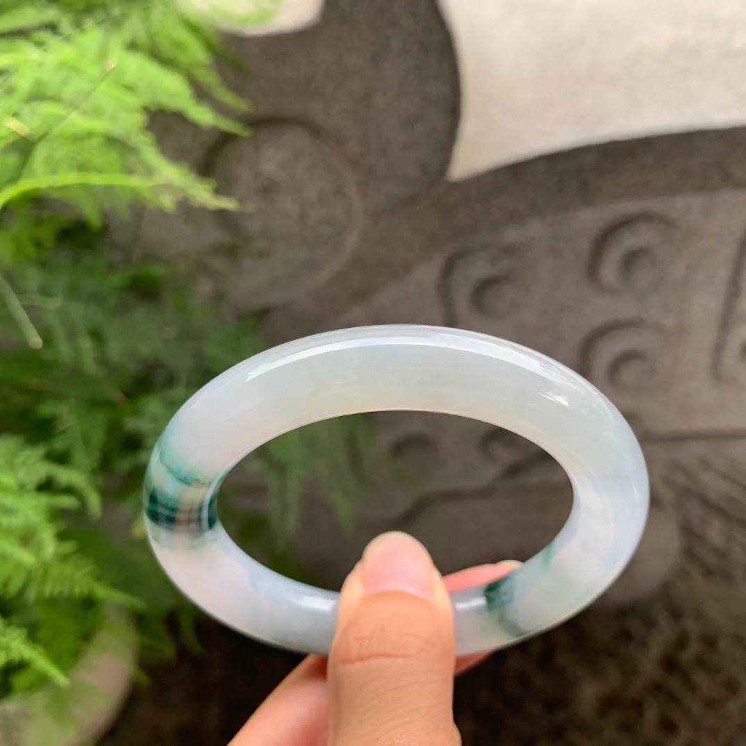 圈口54.7-11.2 【冰飘花圆条手镯】圆条54 55可戴