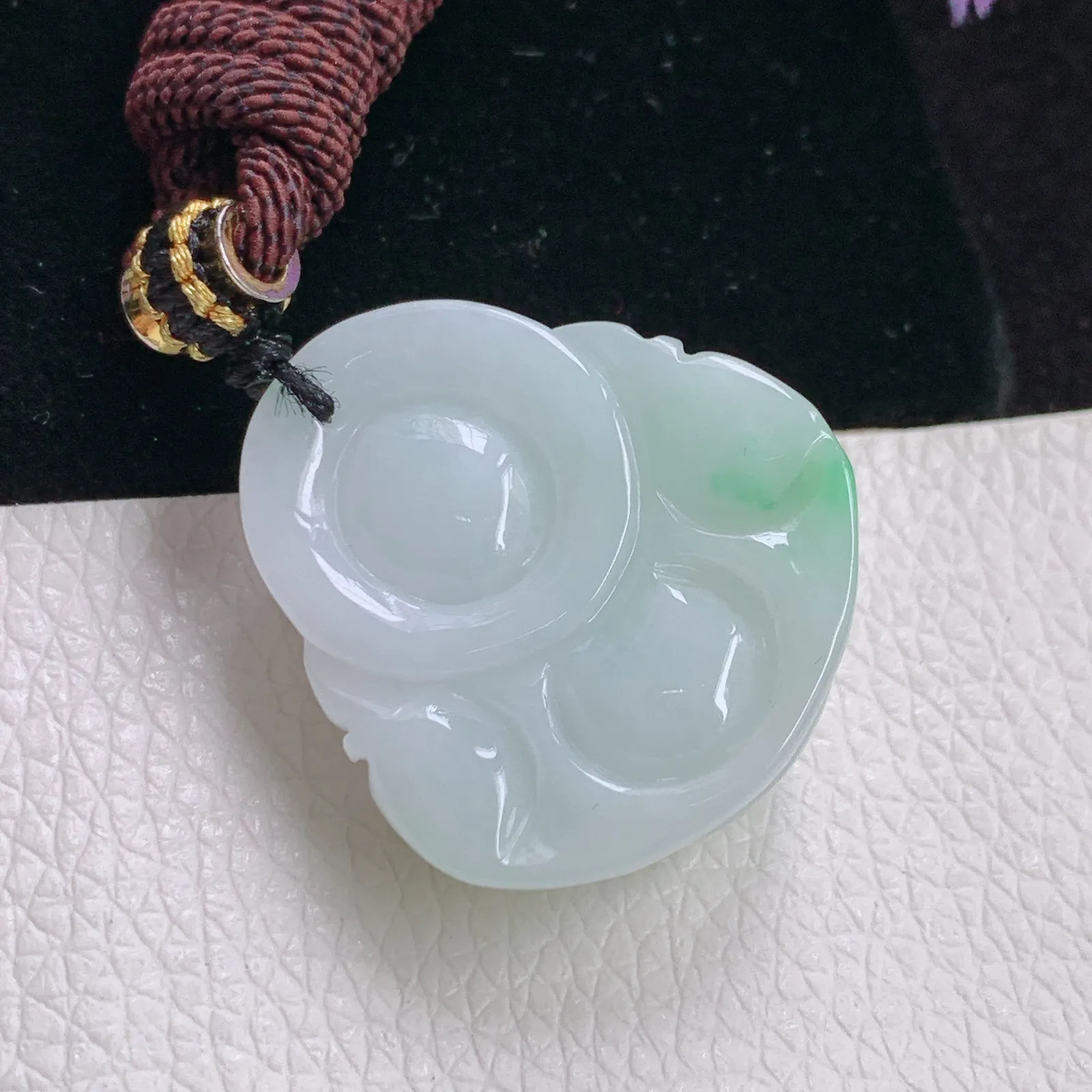 zen实拍28.6*26*12老坑精雕饱满飘绿花翡翠佛公 开心佛玉吊坠 玉挂件