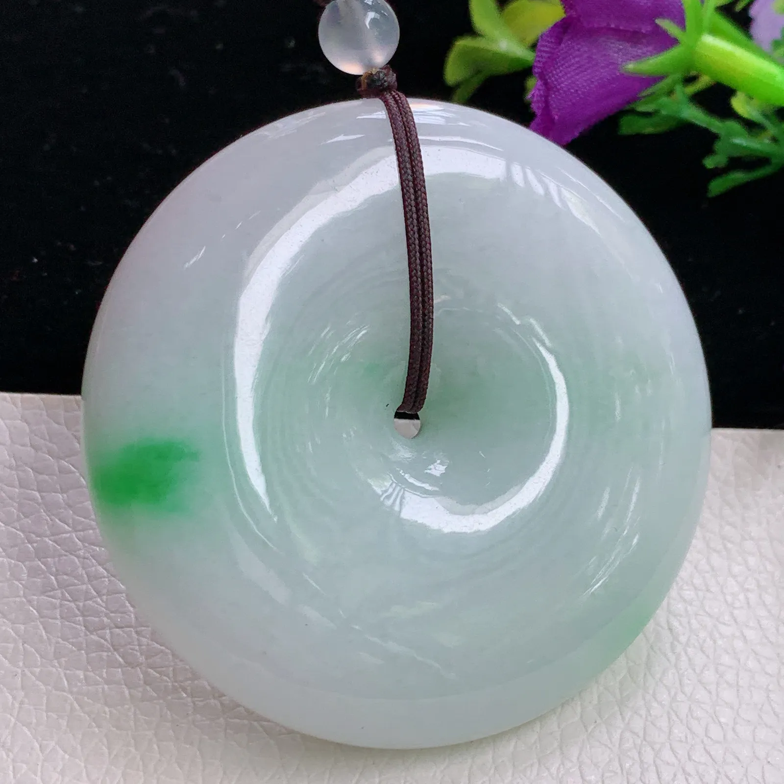 zen实拍51*11.3老坑精雕饱满飘阳绿大平安扣 玉扣玉吊坠 玉挂件