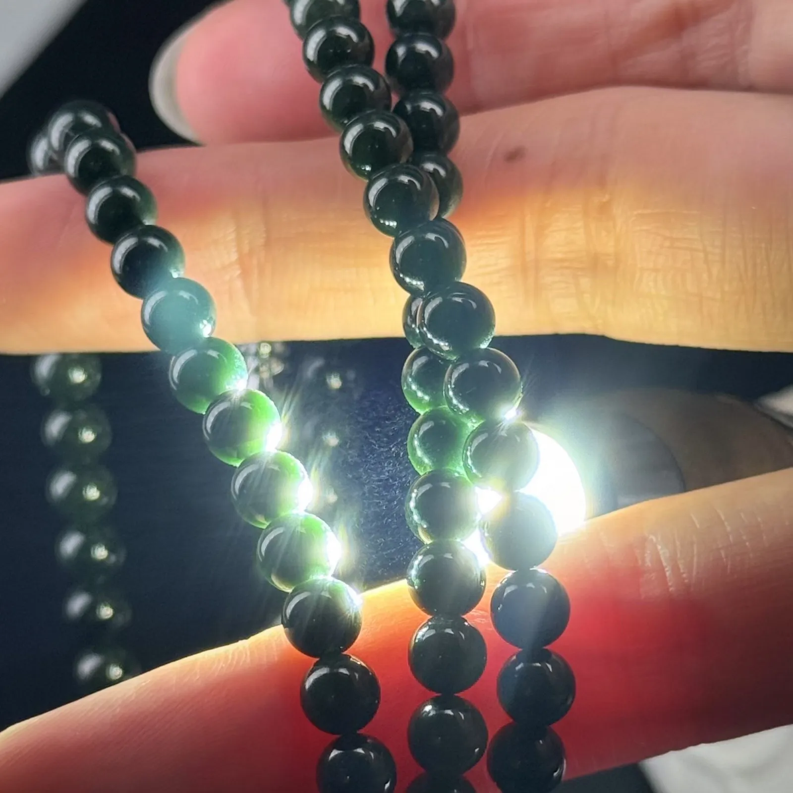 精品墨翠珠链 108颗