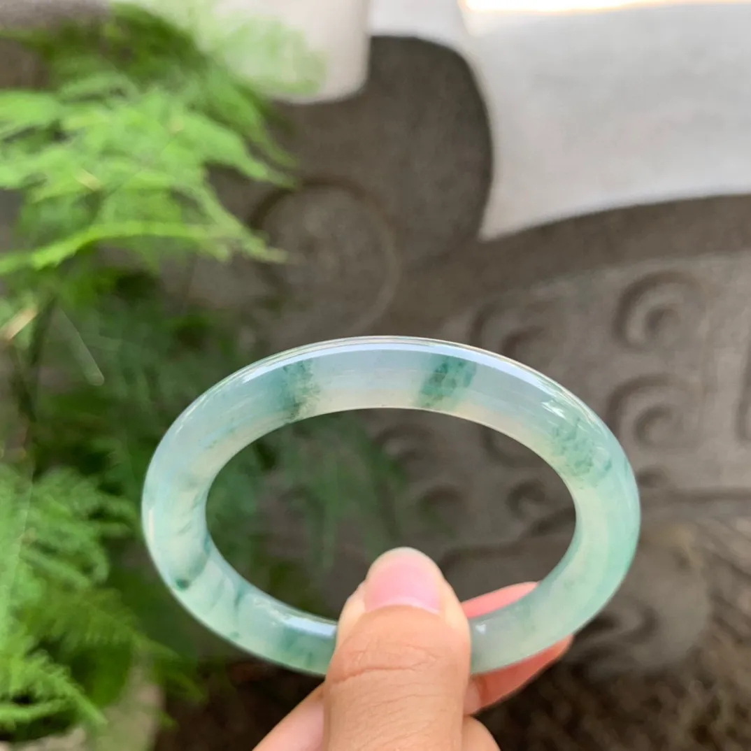小圈口50.7-8.1 【冰飘花圆条手镯】圆条50 51可戴