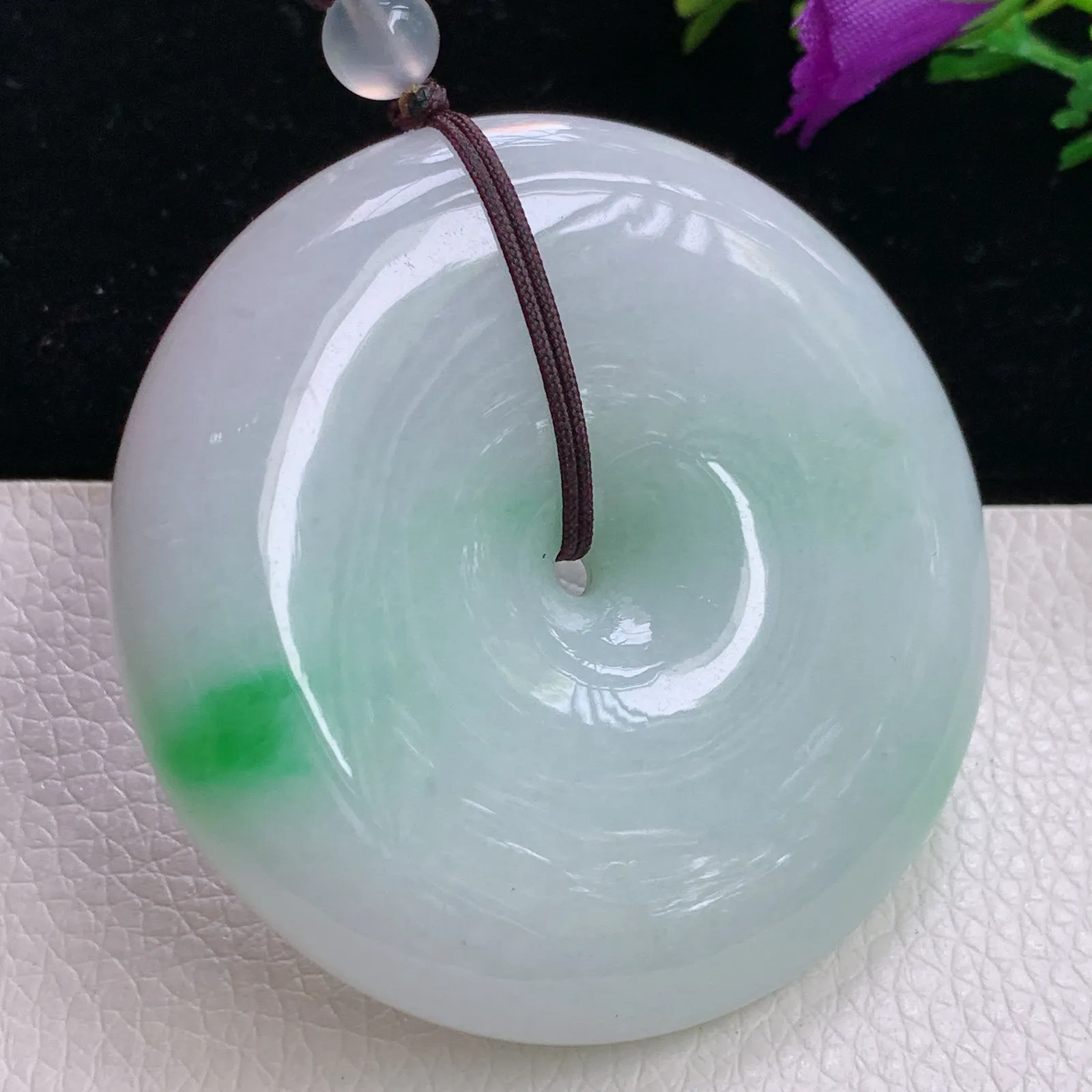 zen实拍51*11.3老坑精雕饱满飘阳绿大平安扣 玉扣玉吊坠 玉挂件