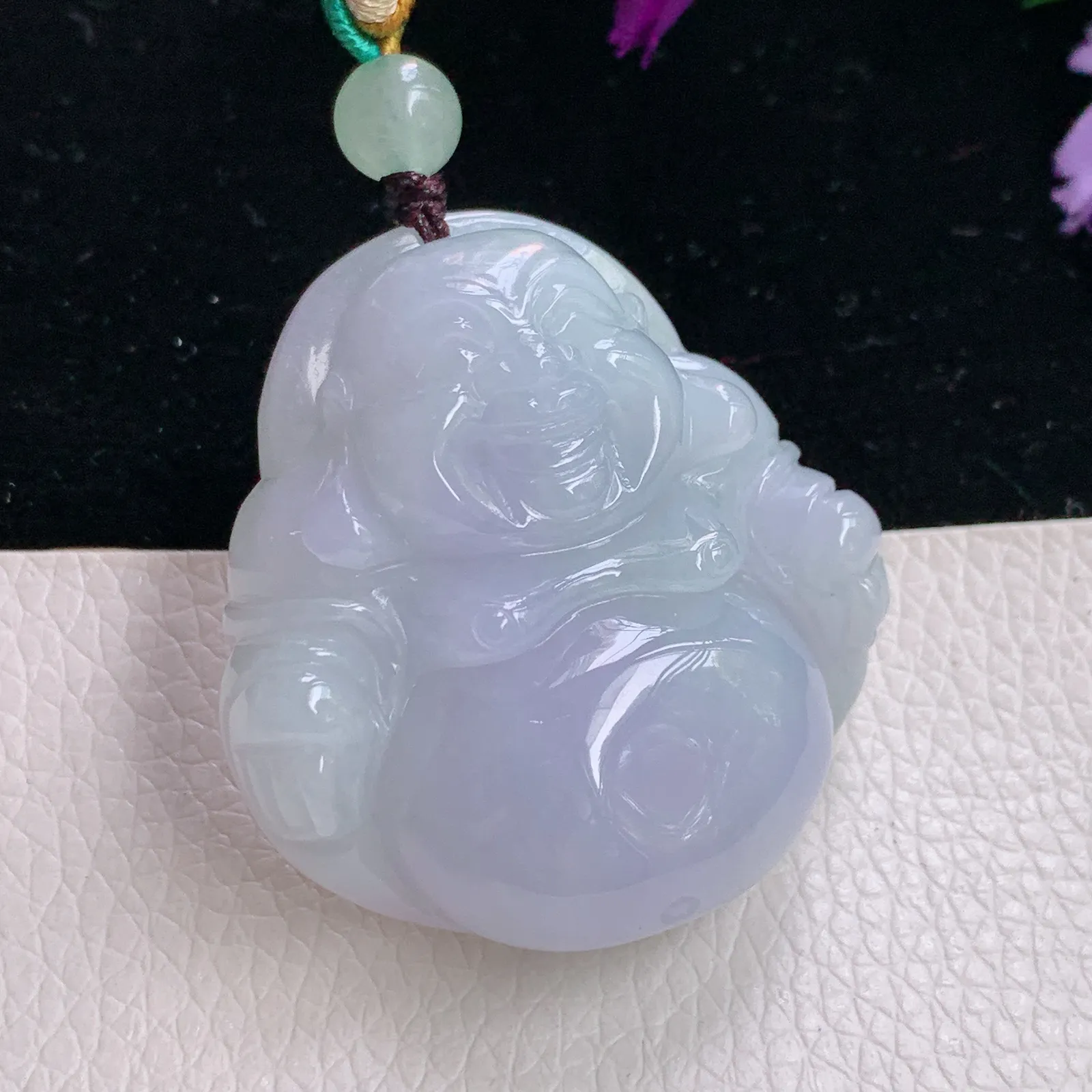 zen实拍37*36.5*12.6老坑精雕饱满紫罗兰翡翠佛公 尼勒佛玉吊坠 玉挂件