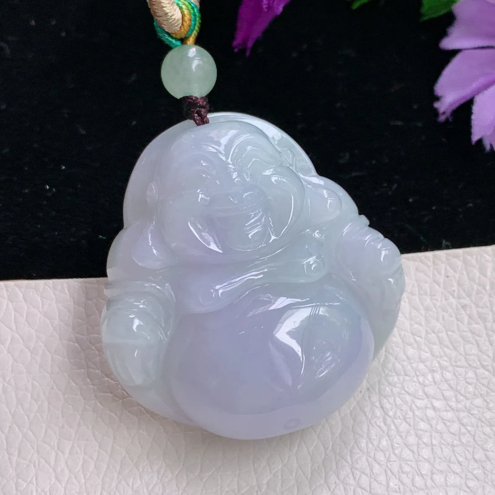 zen实拍37*36.5*12.6老坑精雕饱满紫罗兰翡翠佛公 尼勒佛玉吊坠 玉挂件