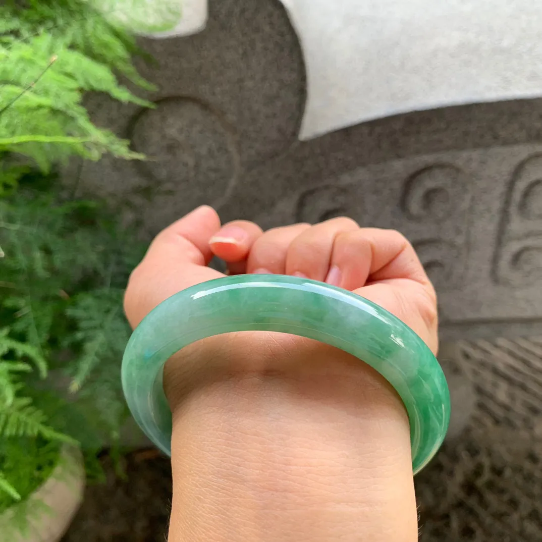 大圈口60.4-12.3-9.2 【芙蓉绿正圈手镯】正圈60 61可戴